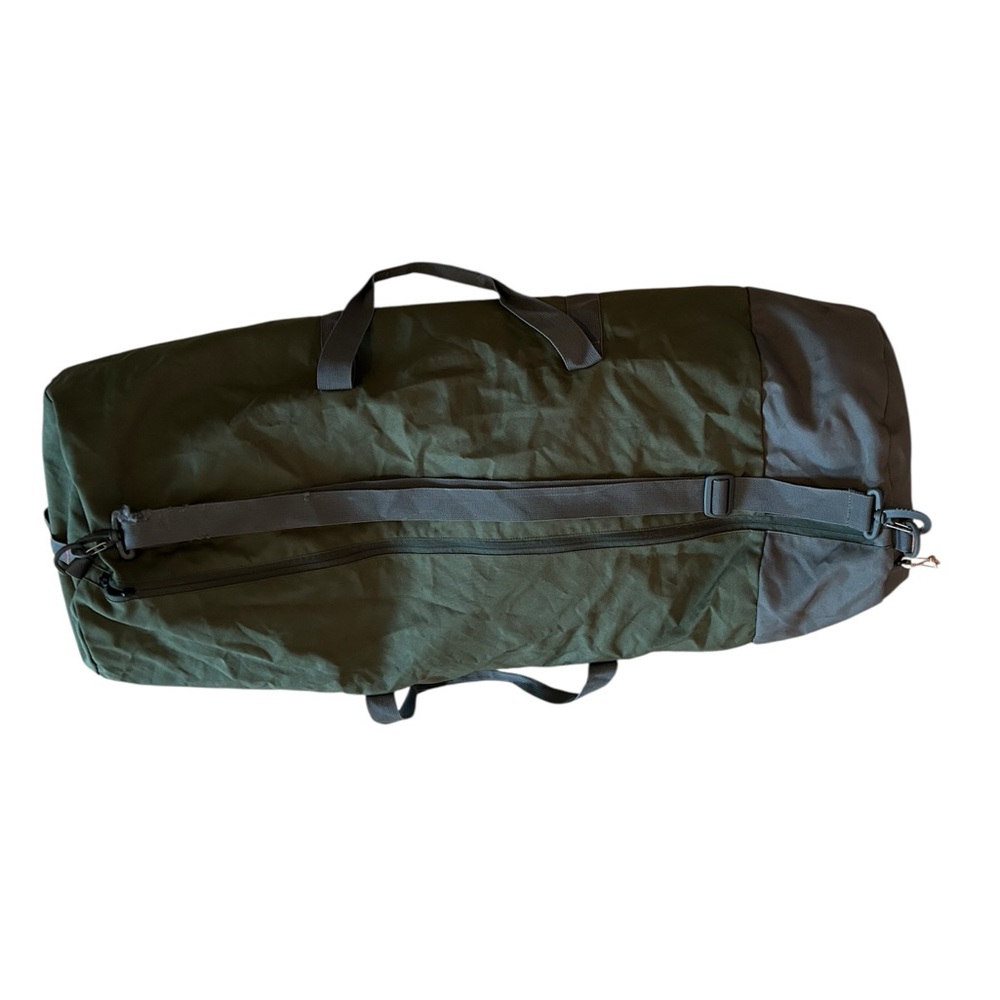REI Dark Olive Canvas Collapsible Duffel Bag with Brown Straps - Picture 2 of 8